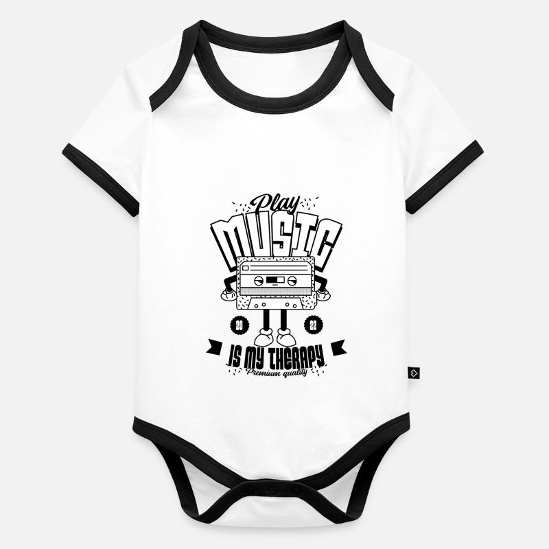 Play music is my therapy Organic Baby Contrasting Bodysuit