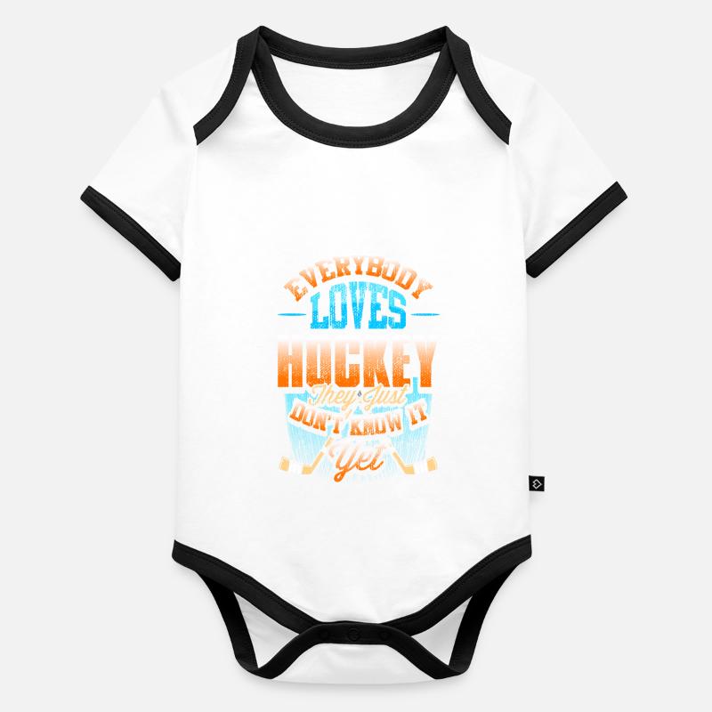 Tout le monde aime le hockey, ils ne le savent tout simplement pas Body Bébé bio contrasté manches courtes