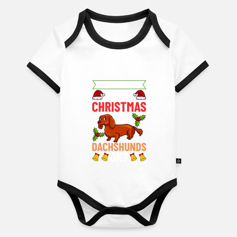 Doxie Teckel Teckel Chien Noël Body Bébé bio contrasté manches courtes