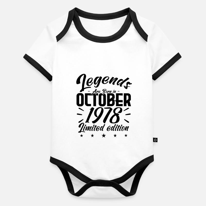 LEGENDS ARE BORN IN OCTOBER 1978 anniversary gift Body Bébé bio contrasté manches courtes