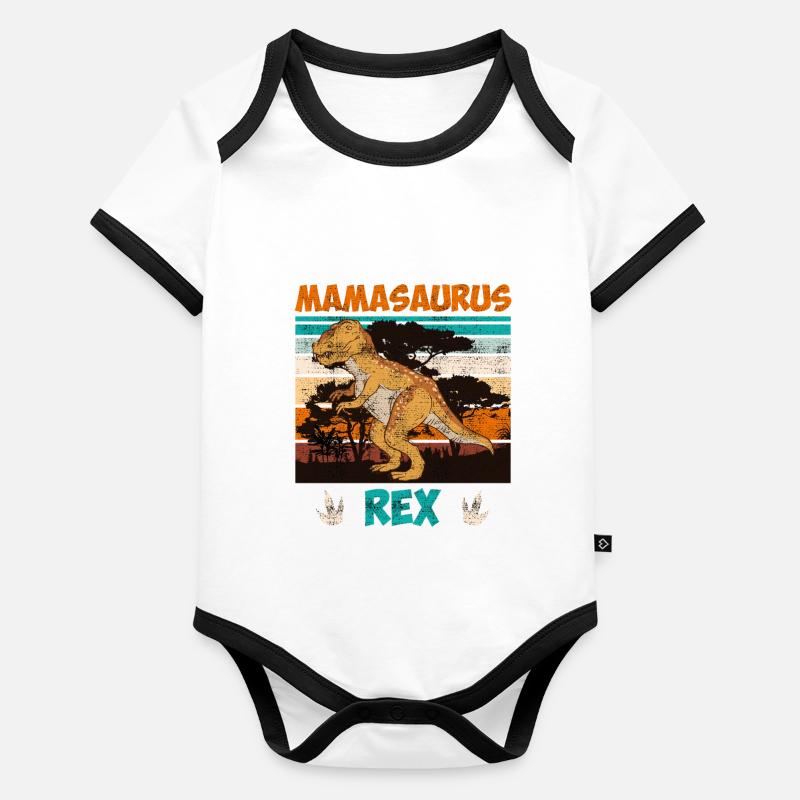 Dinosaurier Kinder Mamasaurus Rex Mutter Mama Baby Bio-Kurzarm-Kontrastbody