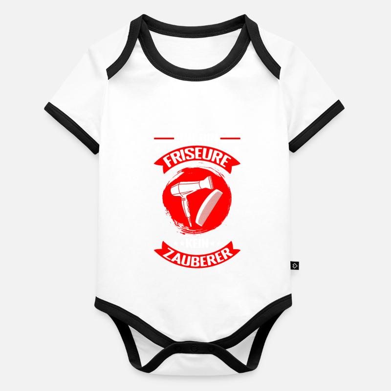 Friseurin Friseur Zauberer Spruch Haarstylist Gesc Baby Bio-Kurzarm-Kontrastbody