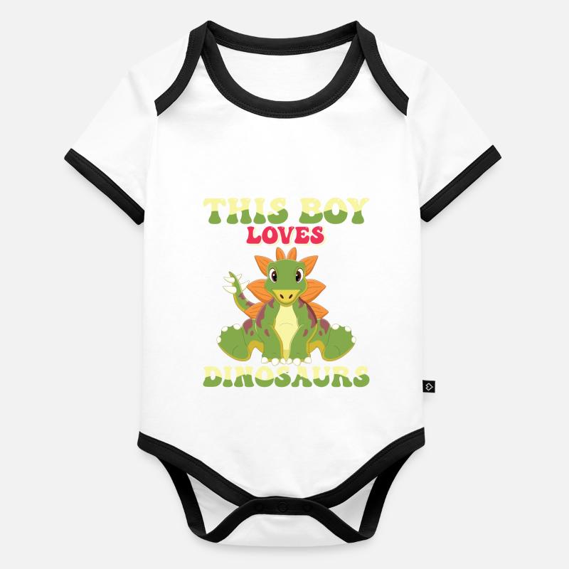 Dino Dinosaur T-Rex Boy Young Gift Organic Baby Contrasting Bodysuit