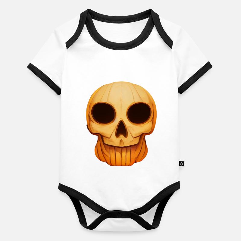 spooktober halloween pumpkin skeleton damage Organic Baby Contrasting Bodysuit