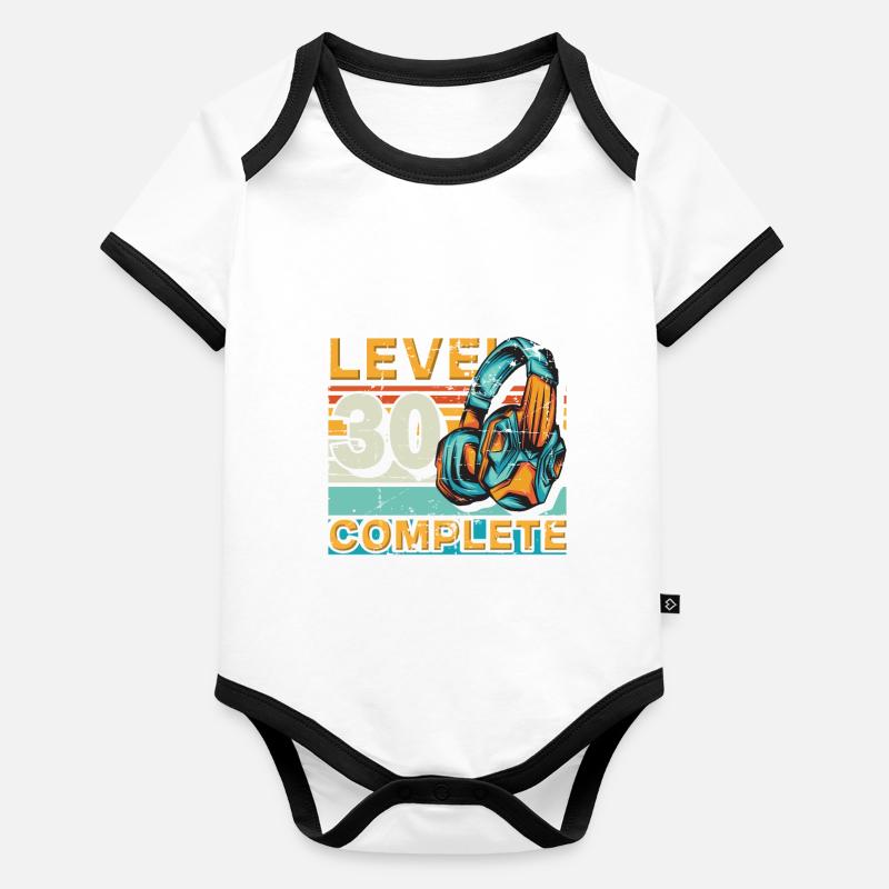 Gaming Birthday Level 30 Complete pour les joueurs. Body Bébé bio contrasté manches courtes