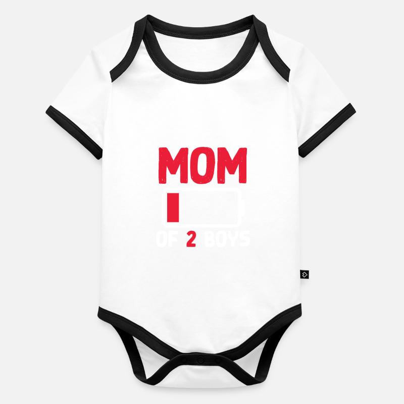 Mutter Von 2 Jungen Schwangerschaft Ankündigung Baby Bio-Kurzarm-Kontrastbody