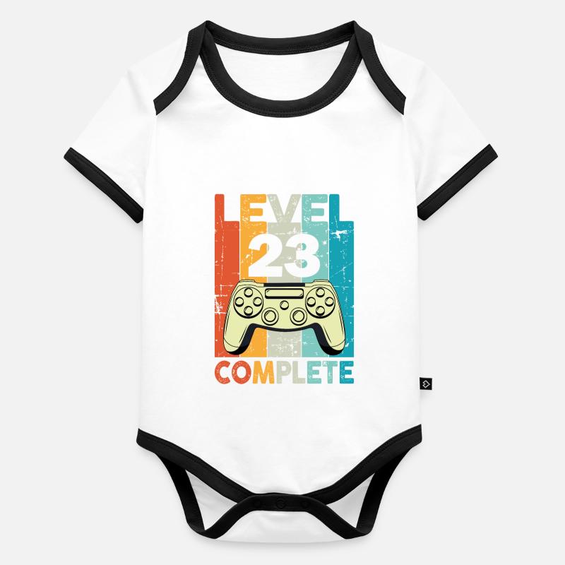 Niveau 23 Anniversaire de jeu complet Body Bébé bio contrasté manches courtes