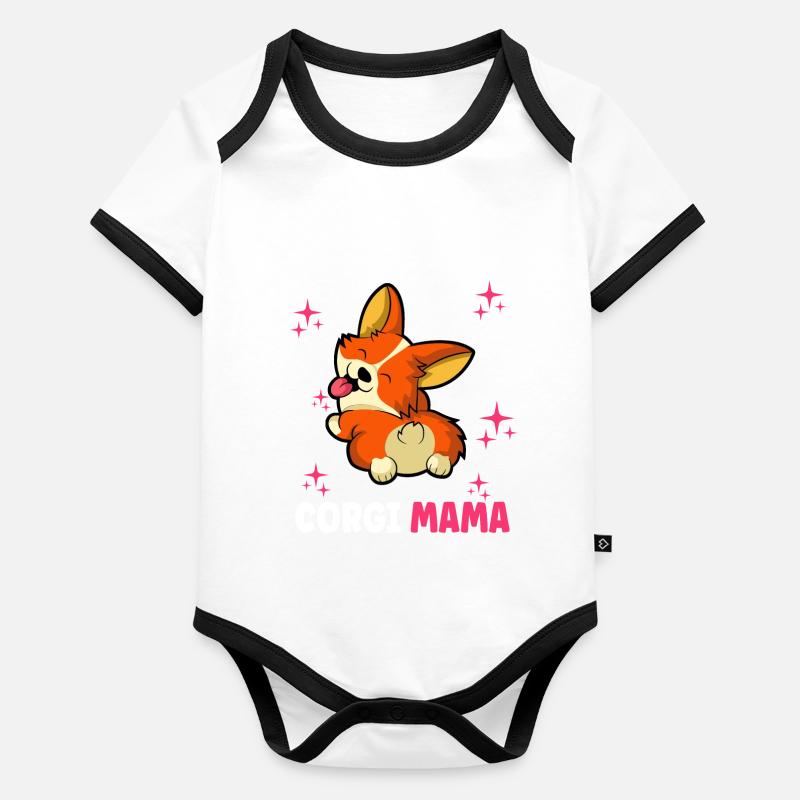 Corgi Mama Baby Bio-Kurzarm-Kontrastbody