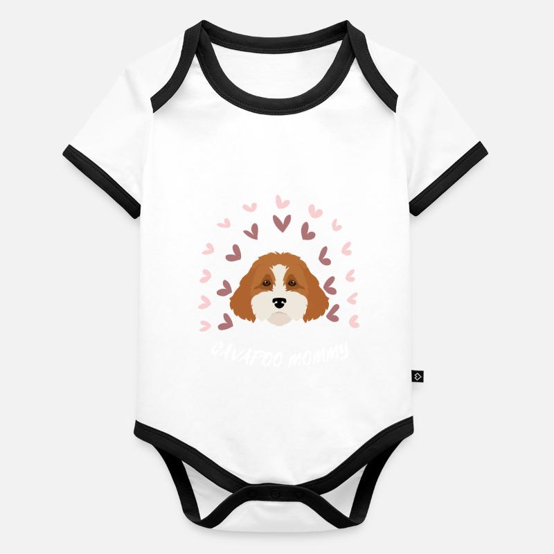 CAVAPOO MAMA. Netter süßer Hund. Hundefreund. Baby Bio-Kurzarm-Kontrastbody