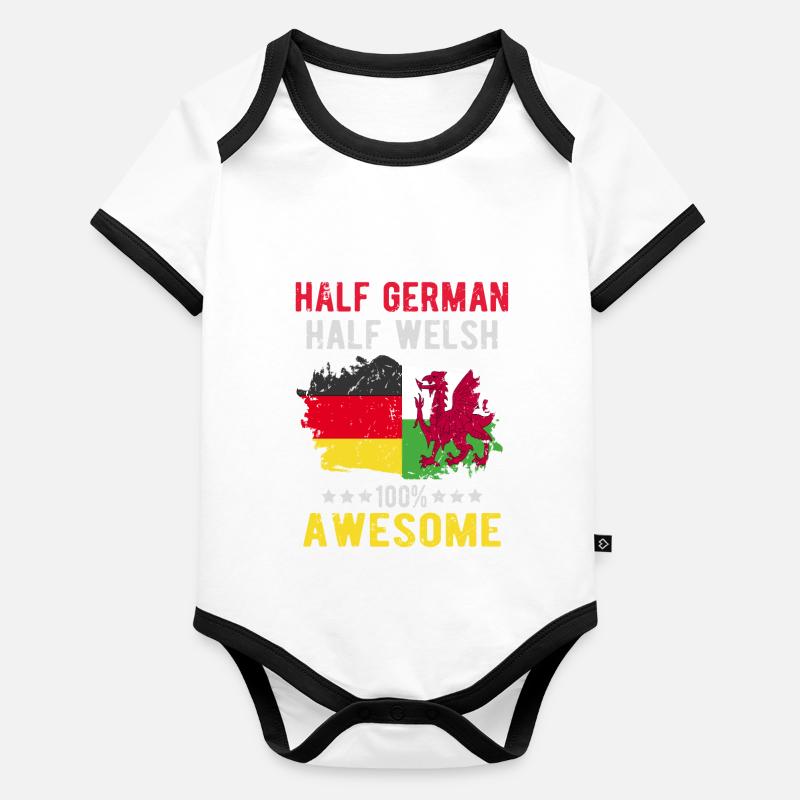 Halb Deutsch Halb Waliser Baby Bio-Kurzarm-Kontrastbody