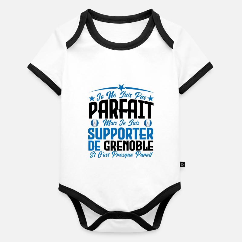 je ne suis pas parfait, supporteur de Grenoble. Body Bébé bio contrasté manches courtes
