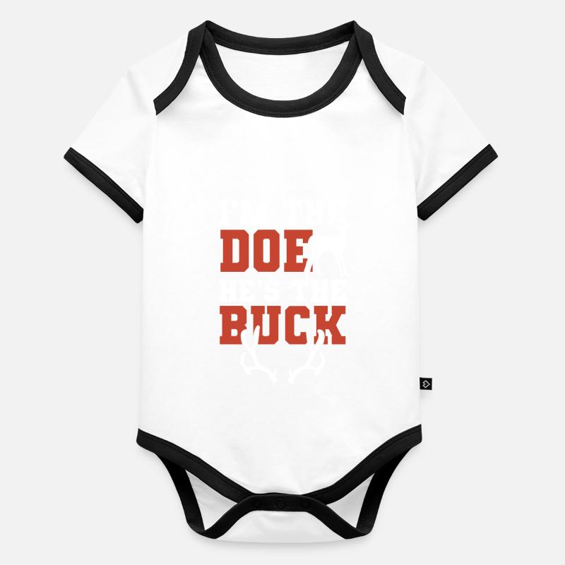 Chevreuils Amoureux de la Saint-Valentin Body Bébé bio contrasté manches courtes