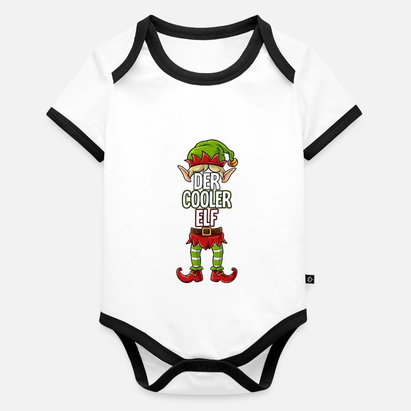 Cooler Elf Partnerlook Weihnachten Baby Bio-Kurzarm-Kontrastbody