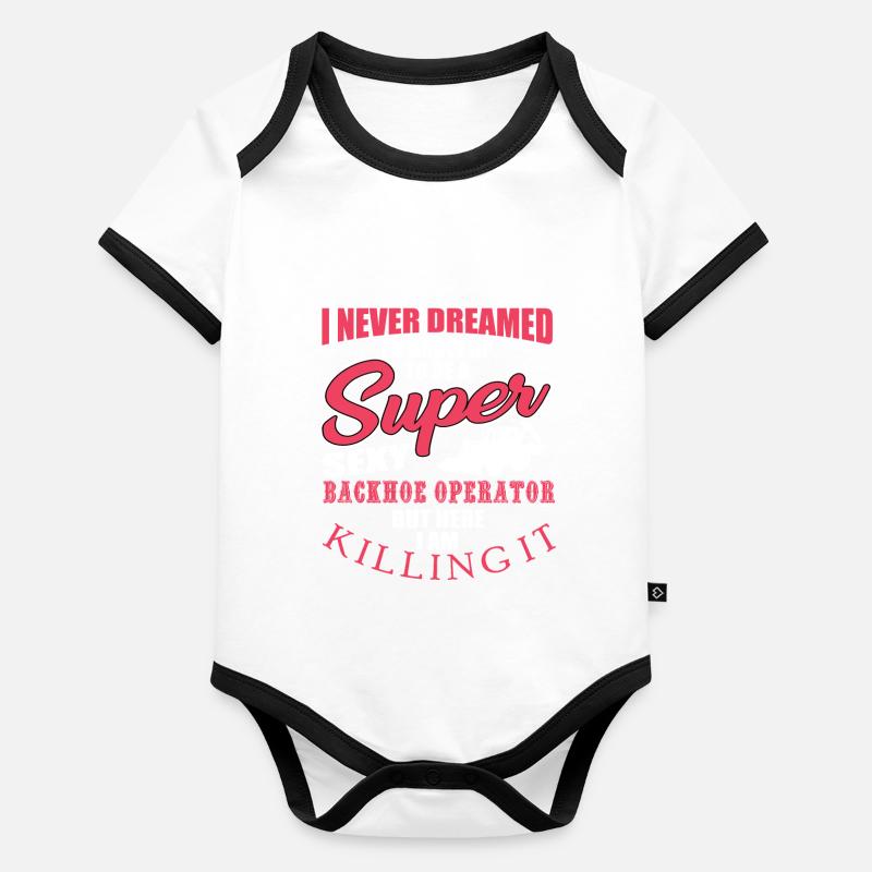 Lustiger Baggerfahrer Spruch Baby Bio-Kurzarm-Kontrastbody
