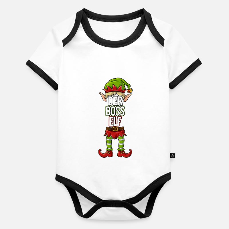 Boss Elf Partnerlook Weihnachten Baby Bio-Kurzarm-Kontrastbody