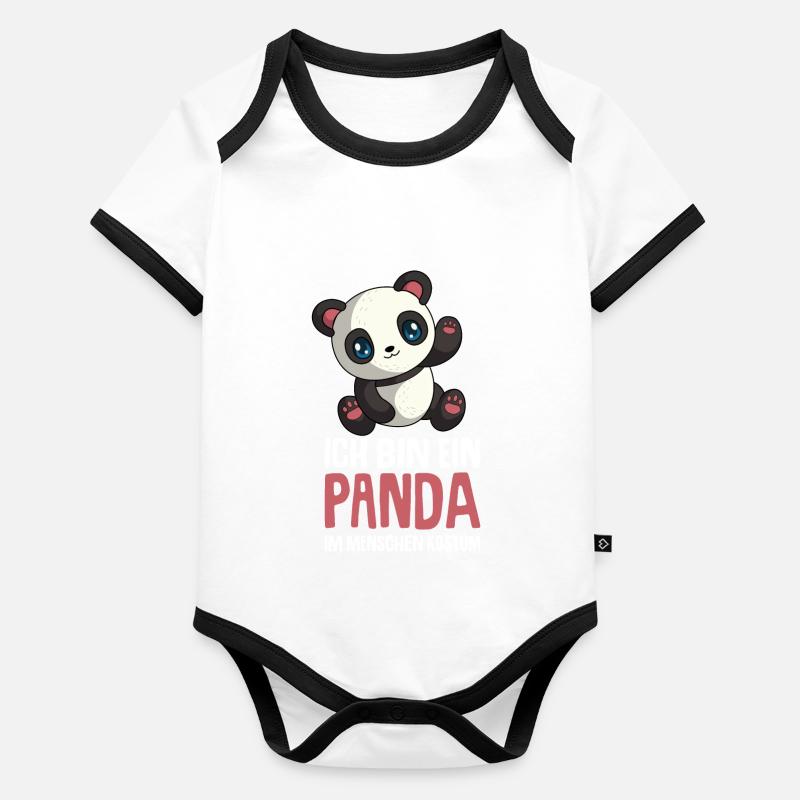 Panda Kostüm Pandabär Kinder Mädchen Baby Bio-Kurzarm-Kontrastbody