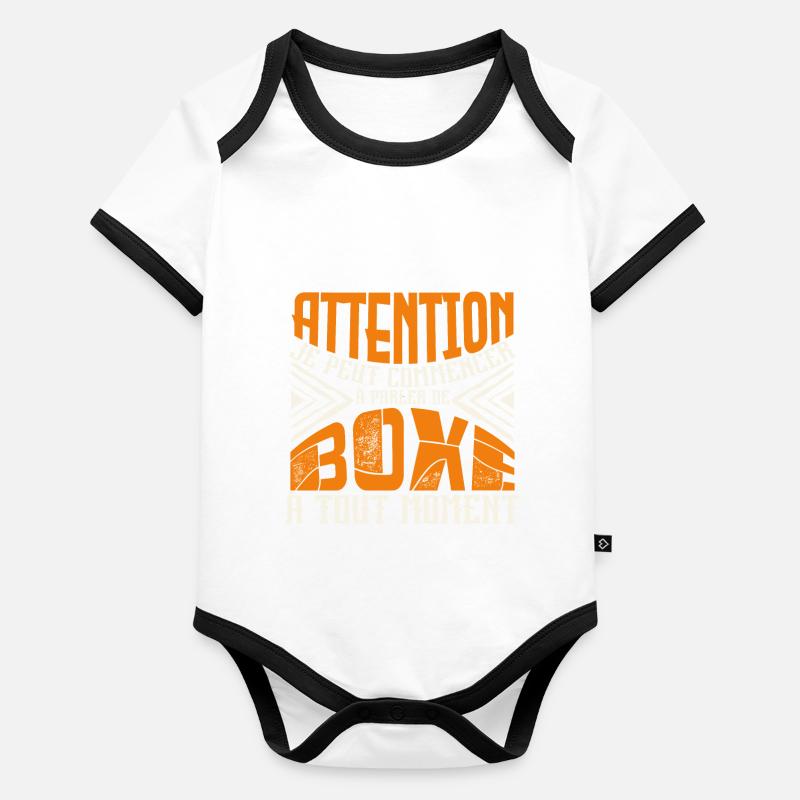 Avertissement, Boxe à tout moment. Body Bébé bio contrasté manches courtes