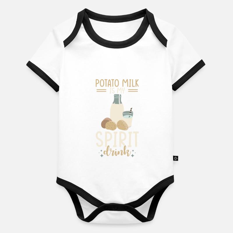 Kartoffel Milch Spruch Baby Bio-Kurzarm-Kontrastbody