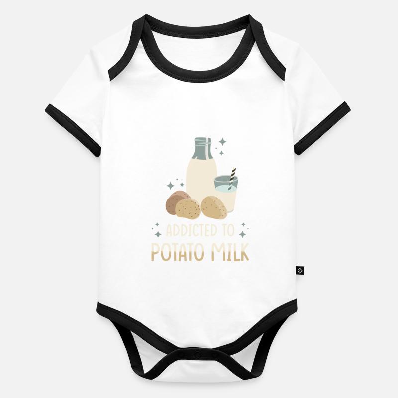 Kartoffel Milch Spruch Baby Bio-Kurzarm-Kontrastbody