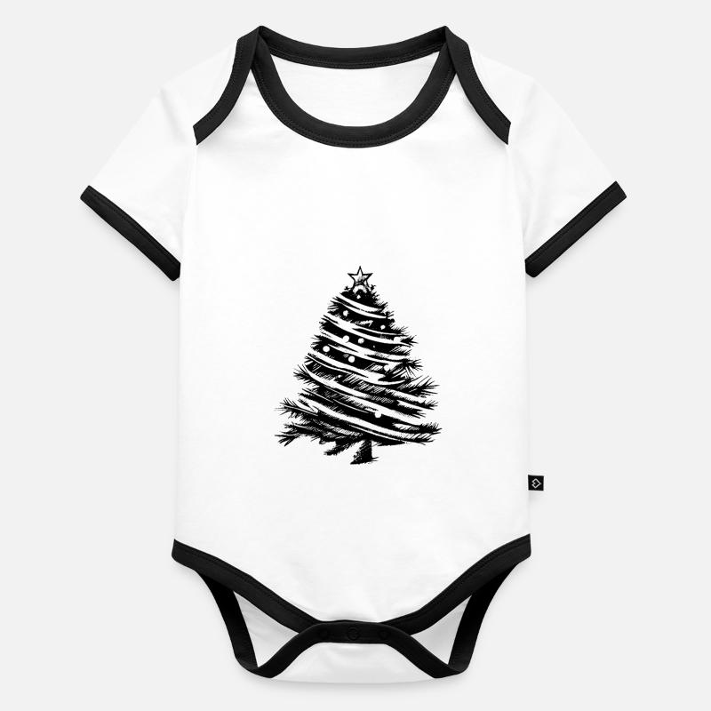 Arbre de Noël Arbre de Noël Vacances Hiver 16 Body Bébé bio contrasté manches courtes