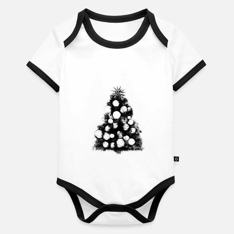 Arbre de Noël Arbre de Noël Vacances Hiver 19 Body Bébé bio contrasté manches courtes
