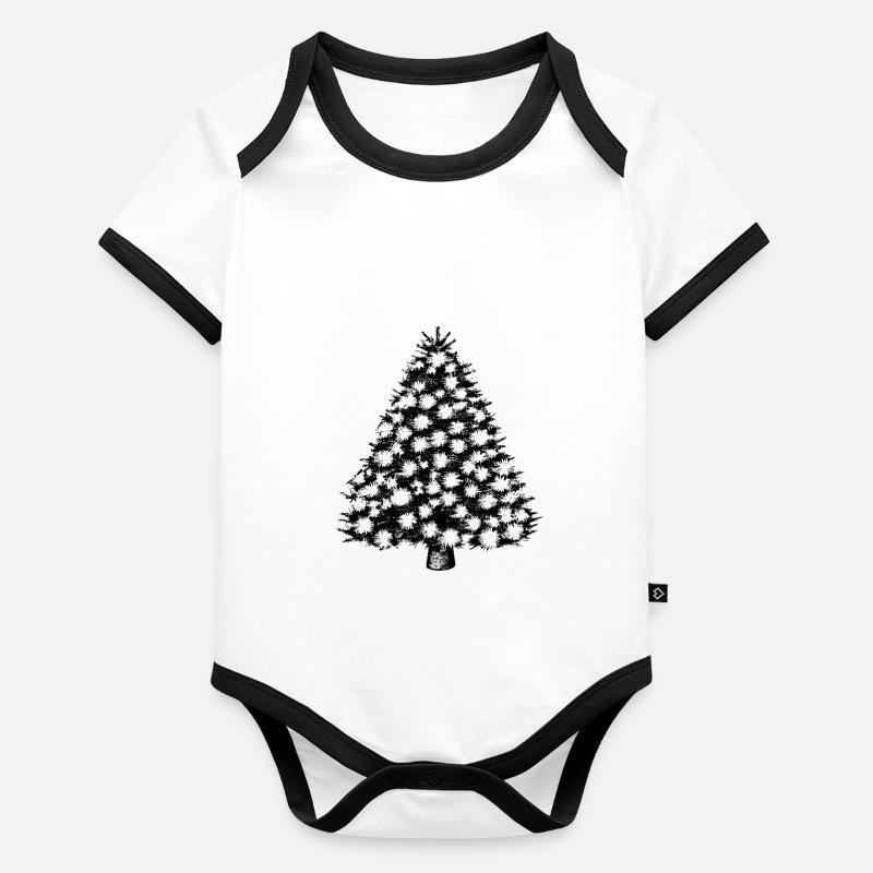 Arbre de Noël Arbre de Noël Vacances Hiver 11 Body Bébé bio contrasté manches courtes