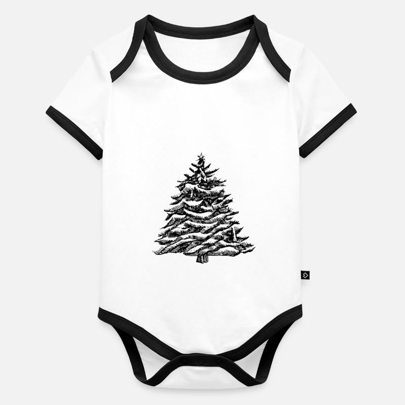 Arbre de Noël Arbre de Noël Vacances Hiver 14 Body Bébé bio contrasté manches courtes