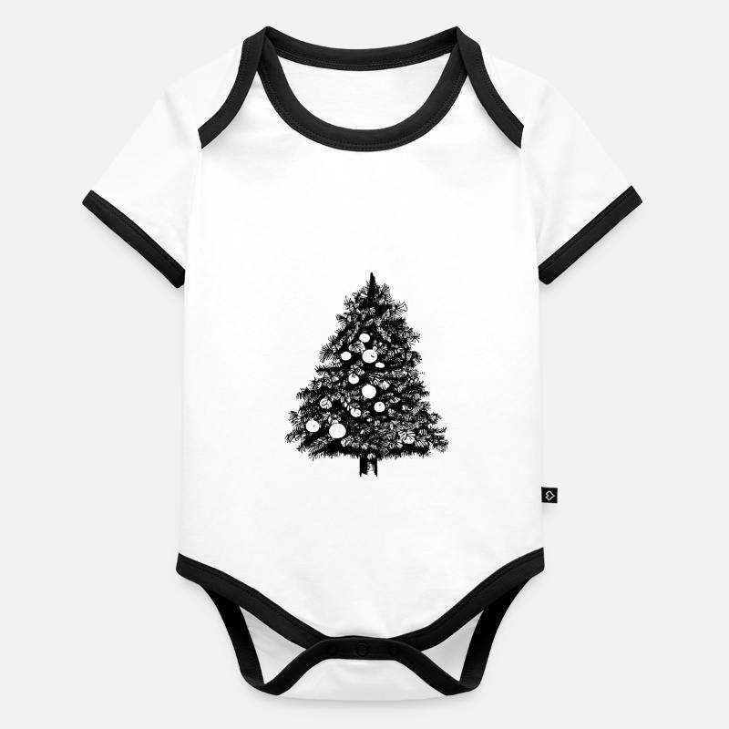 Arbre de Noël Arbre de Noël Vacances Hiver 26 Body Bébé bio contrasté manches courtes
