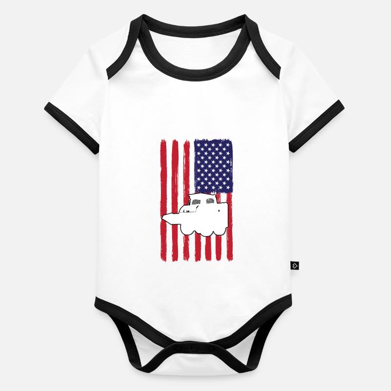 Chargeuse compacte avec drapeau des États-Unis Body Bébé bio contrasté manches courtes
