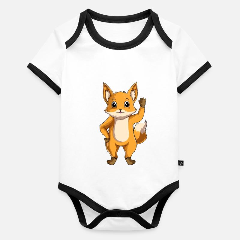 Füchse Kinder Mädchen Damen Fuchs Baby Bio-Kurzarm-Kontrastbody