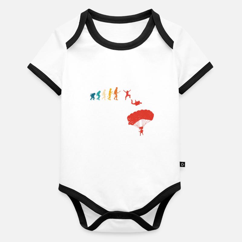 Parachutisme Évolution humaine Body Bébé bio contrasté manches courtes