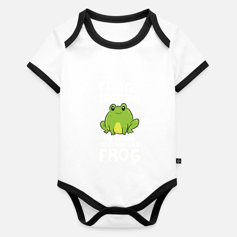 Frogs Are Awesome I Am Awesome Therefore I Am a Organic Baby Contrasting Bodysuit