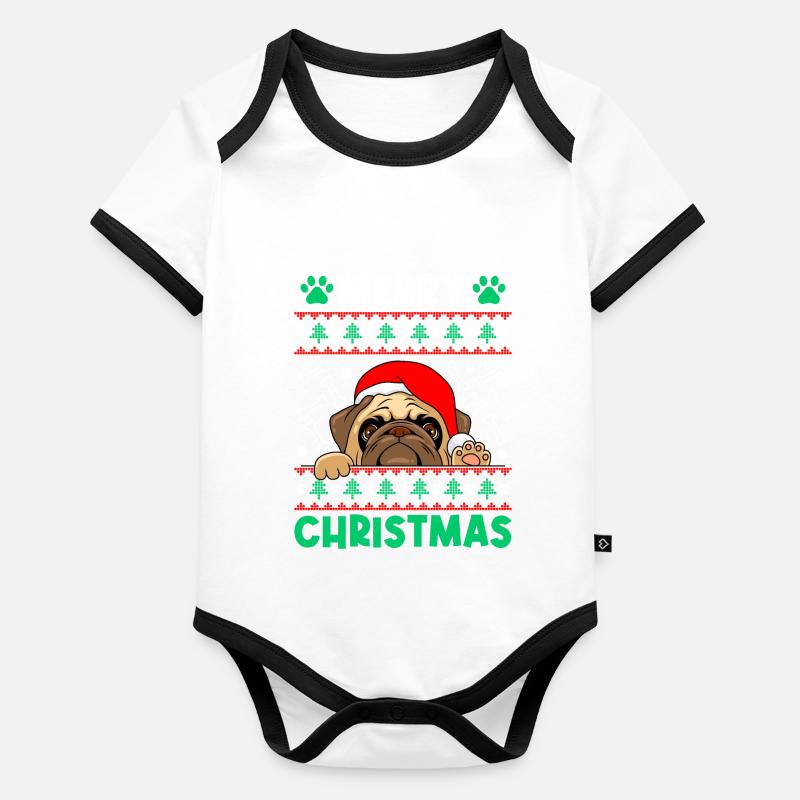 Funny Mops Christmas Pug Dog St. Nicholas Organic Baby Contrasting Bodysuit