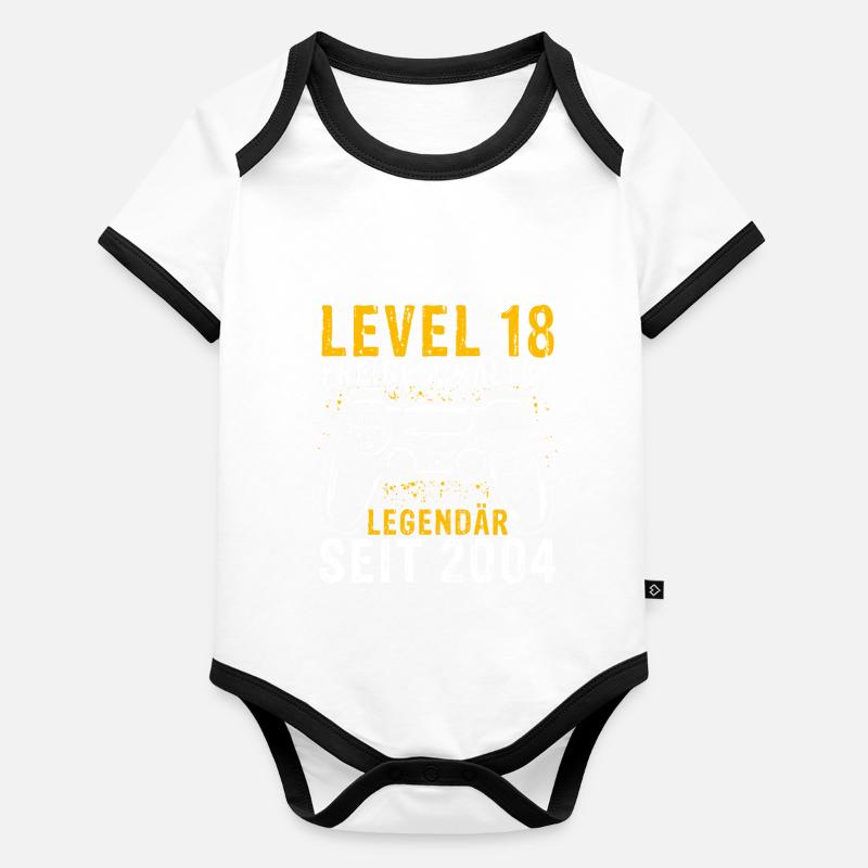 LEVEL 18 Freigeschaltet Legedär Seit 2004 - Geburt Baby Bio-Kurzarm-Kontrastbody