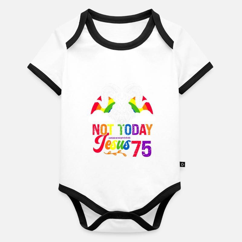 Nicht Heute Jesus Ich Werde 75 Regenbogenschaf Baby Bio-Kurzarm-Kontrastbody