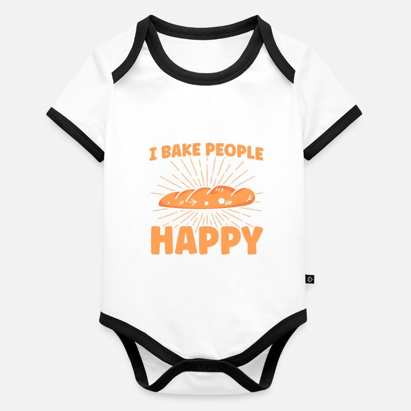 Brotbacken Geschenk Bäckerei Zitat Bäcker Baby Bio-Kurzarm-Kontrastbody