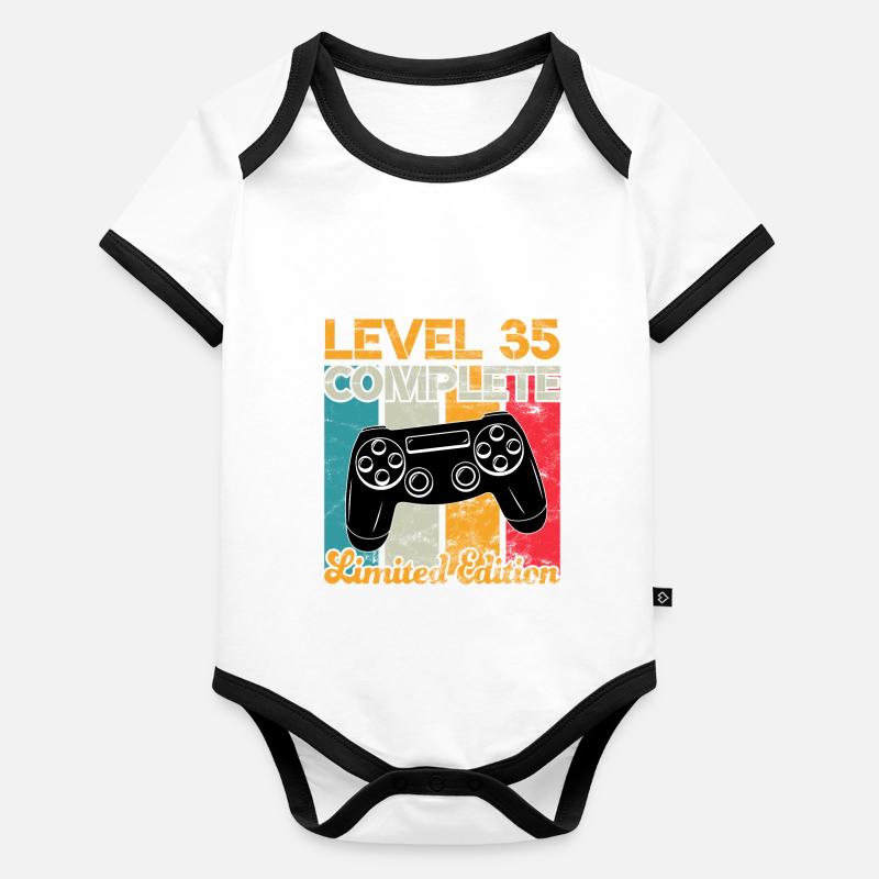 Level 35 complete Gaming Geburtstag Baby Bio-Kurzarm-Kontrastbody