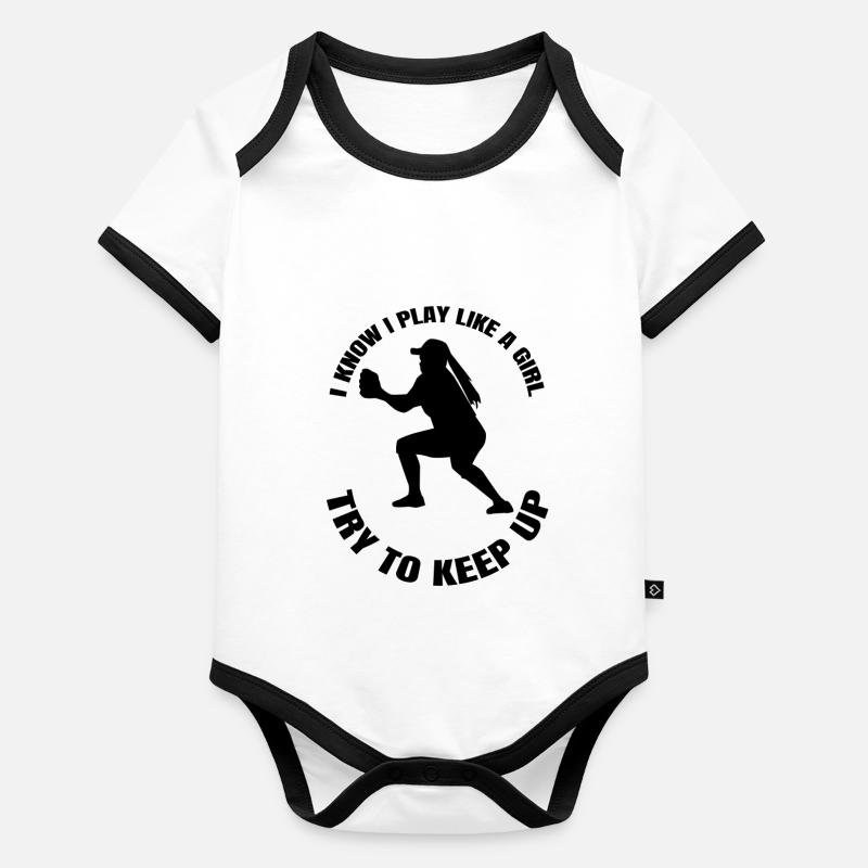 Baseball Baseball lover Baseball Game Woman Organic Baby Contrasting Bodysuit