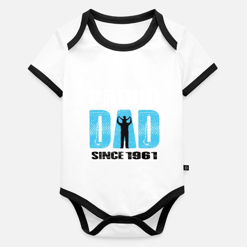 Fier papa depuis 1961 Body Bébé bio contrasté manches courtes