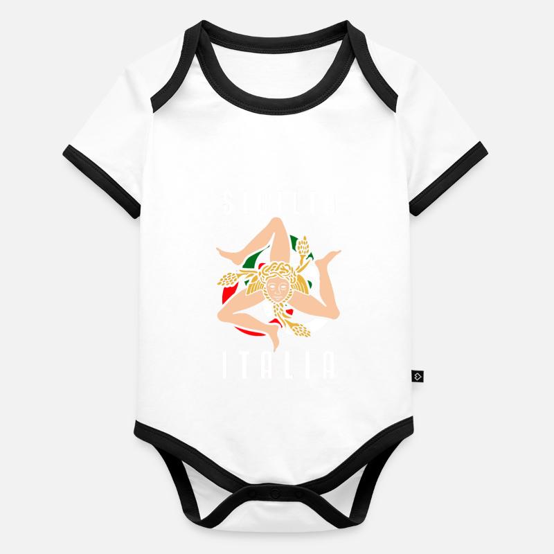 Sicily flag Sicily Palermo Italy Organic Baby Contrasting Bodysuit