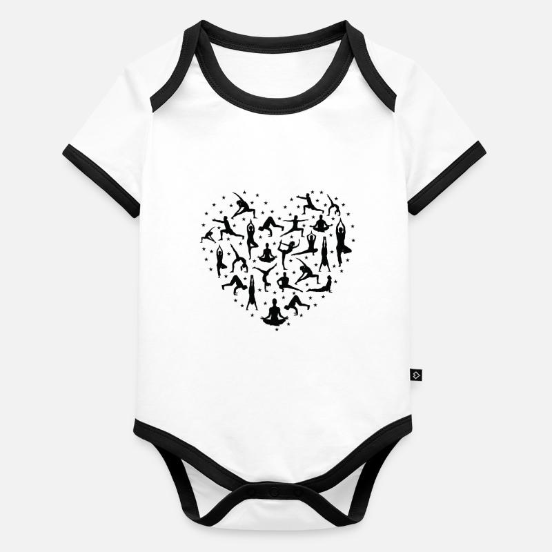 Position de yoga Forme de cœur pour professeur de yoga Body Bébé bio contrasté manches courtes