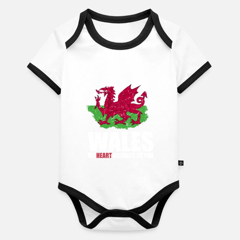 Drapeau du Pays de Galles Body Bébé bio contrasté manches courtes