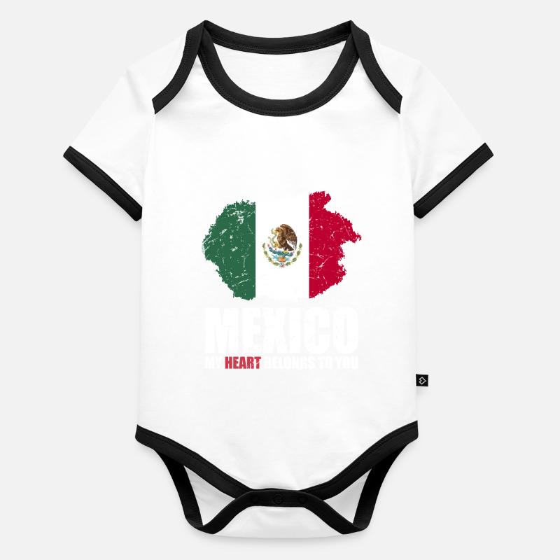 Mexico Flag Organic Baby Contrasting Bodysuit