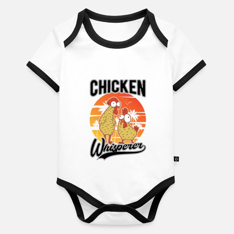 Poulets Chuchoteur Élevage de poulets Éleveur de poulet Body Bébé bio contrasté manches courtes