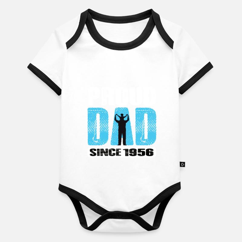 Proud Dad Since 1956 Baby Bio-Kurzarm-Kontrastbody