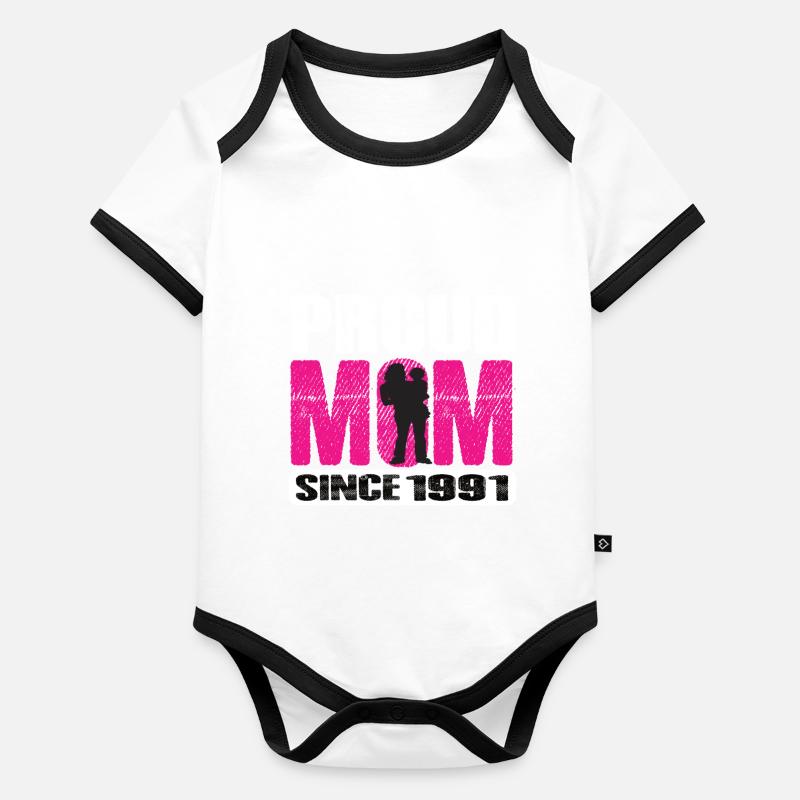Proud Mom Since 1991 Baby Bio-Kurzarm-Kontrastbody