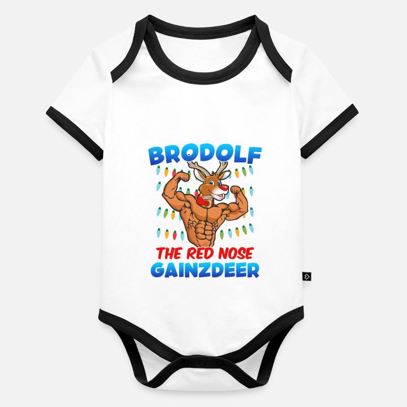 Brodolf le nez rouge Gainzdeer Bodbuilder Body Bébé bio contrasté manches courtes