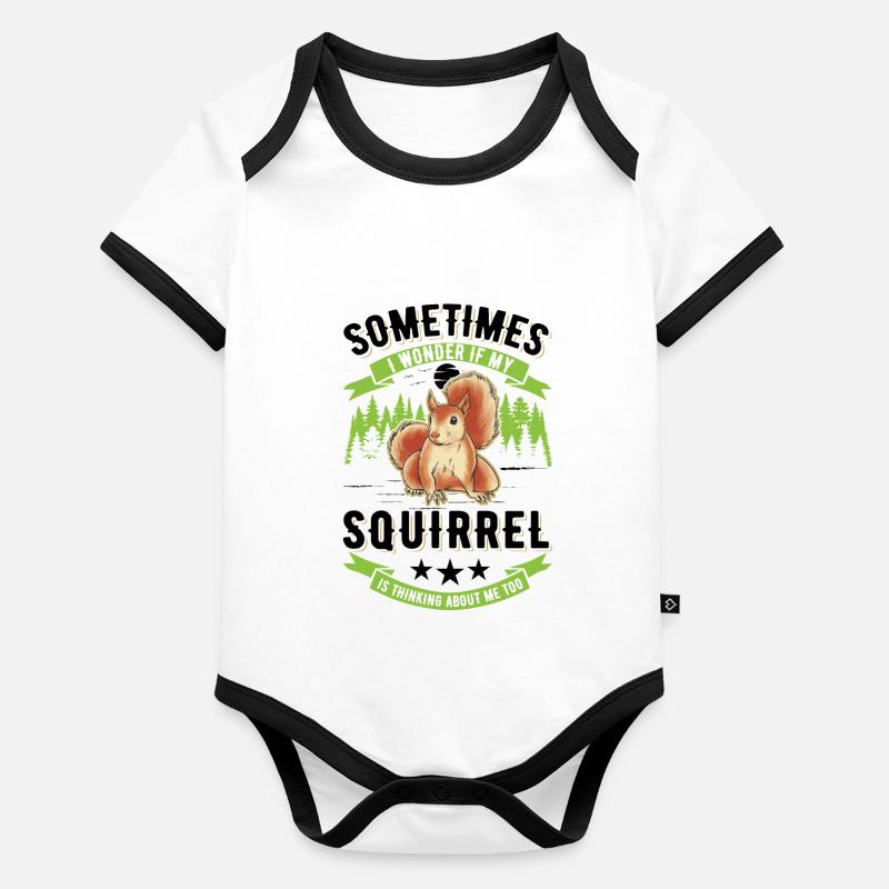 Squirrel Gift Grey Squirrel Organic Baby Contrasting Bodysuit