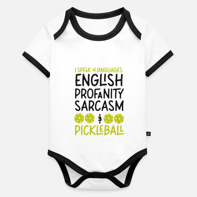 Pickleball I Speak 4 Languages Organic Baby Contrasting Bodysuit
