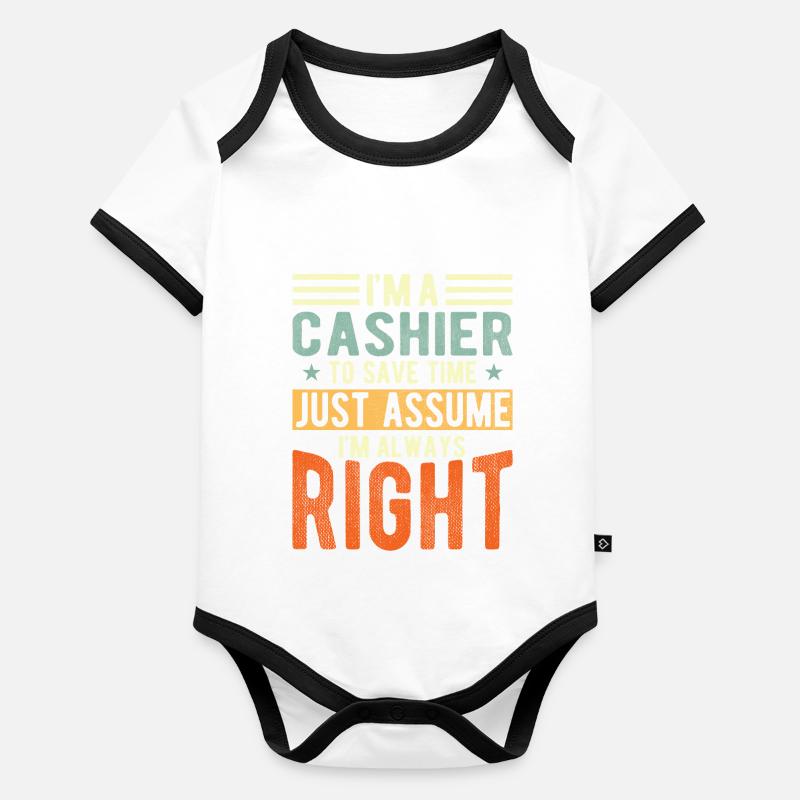 Caissier Body Bébé bio contrasté manches courtes